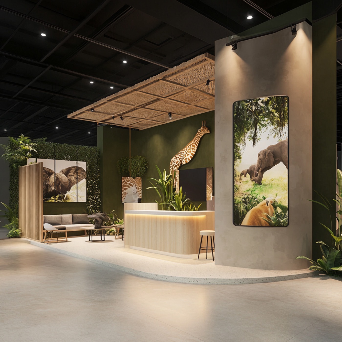 Al Ain Zoo modern exhibition stand design render