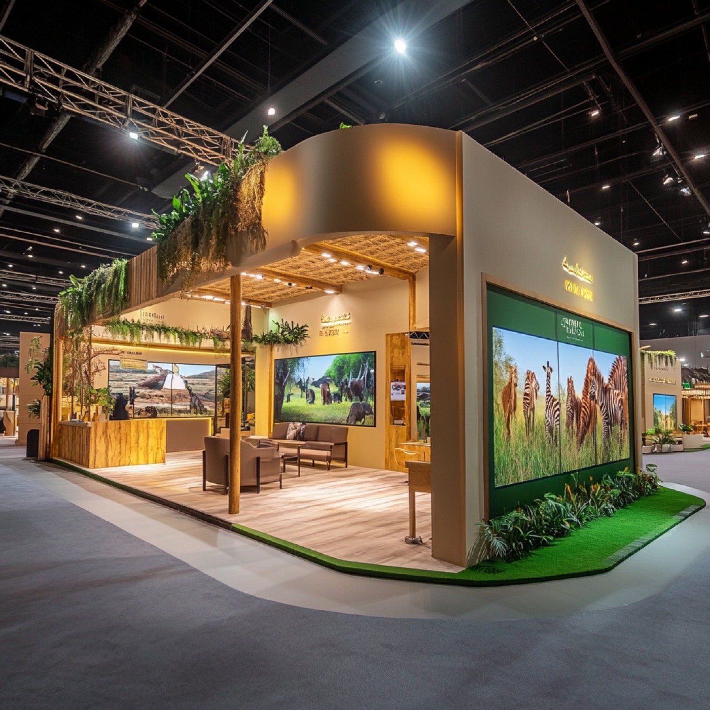 Al Ain Zoo outdoor exhibition stand with immersive wildlife panels